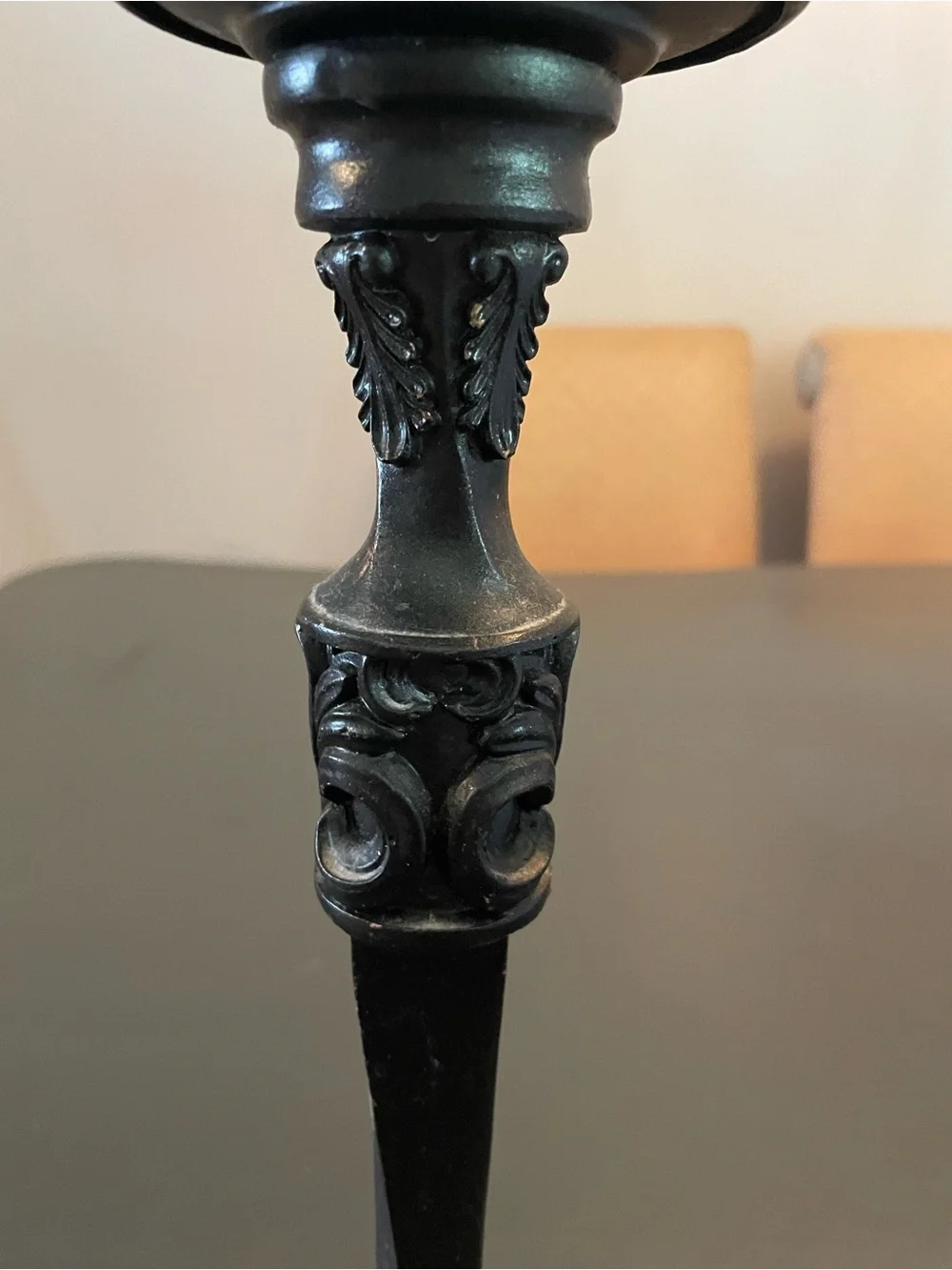 Black Decorative wooden and metal   Candlestick Holder goth vampire vintage